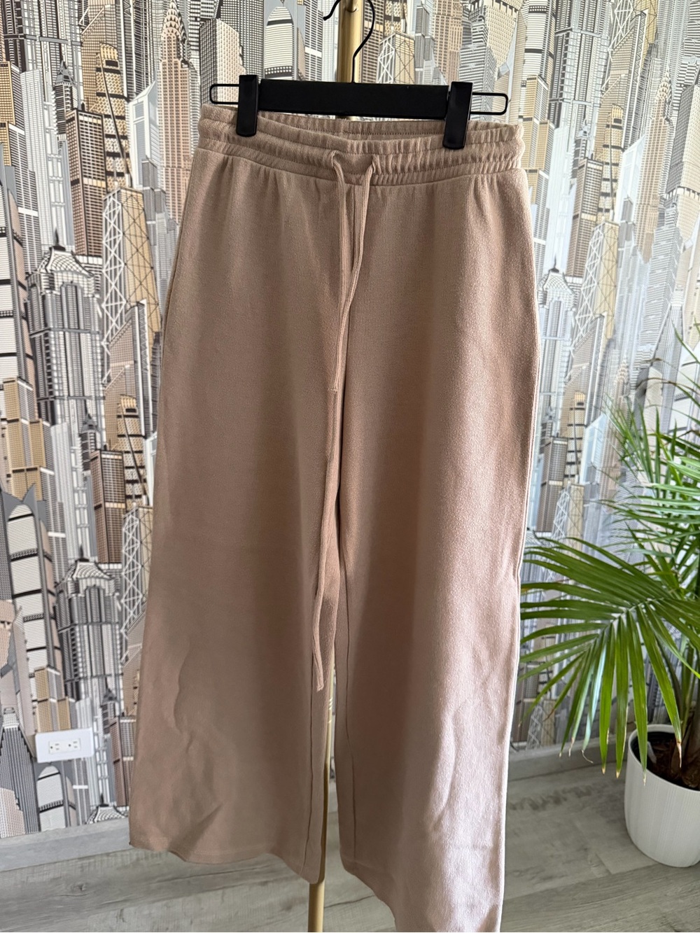 Zara Wide Leg Pants and Sweatshirt in Beige